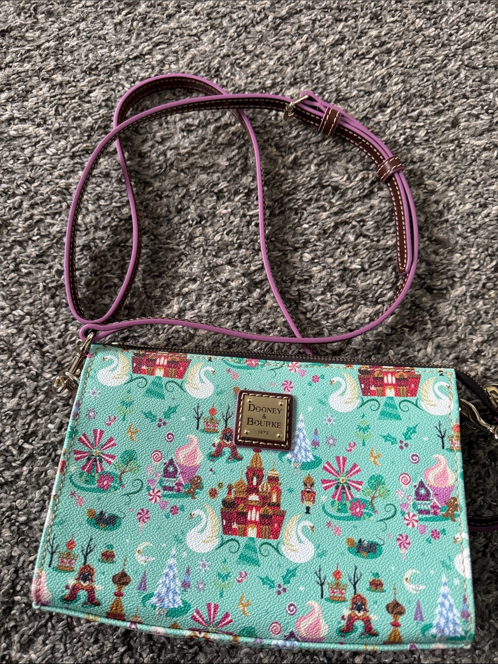Dooney & Bourke Mint Multi Patterned Crossbody Wristlet - Picture 4 of 6